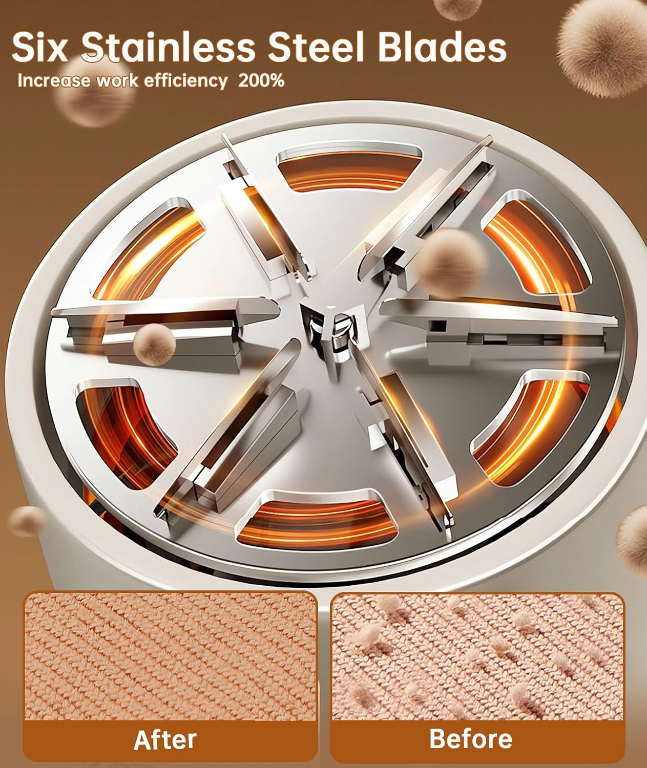 Portable Fabric Shaver with LED Display, Rechargeable Lint Remover for Clothes-Efficient 3-Speed Sweater Shaver with 6-Leaf Blades (White)