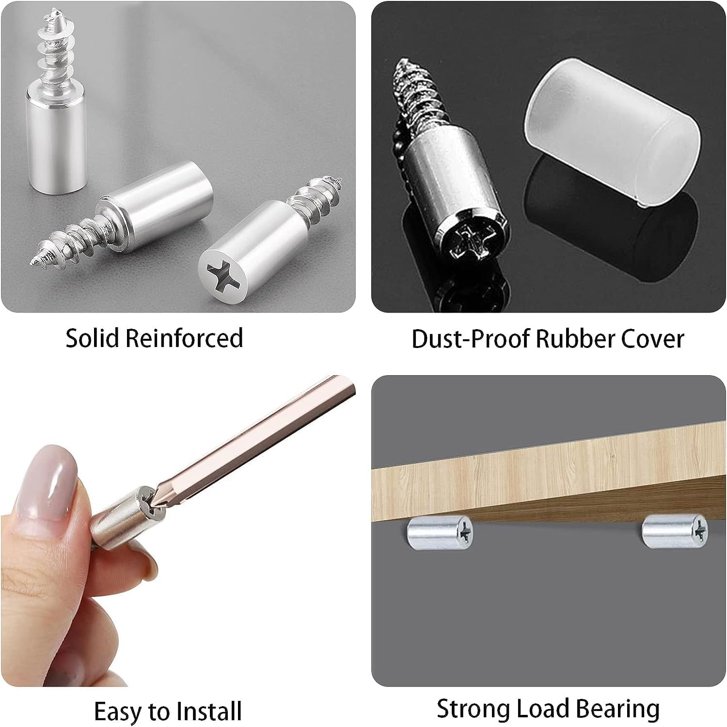 Cabinet Shelf Pegs Self-Tapping Screws, 36Pcs Self Tapping Cabinet Shelf Screws Self-Tapping Screws Cabinet Laminate Support Shelf Bracket Screws Pegs Shelf Support Pins with Covers,Transparent image number 6