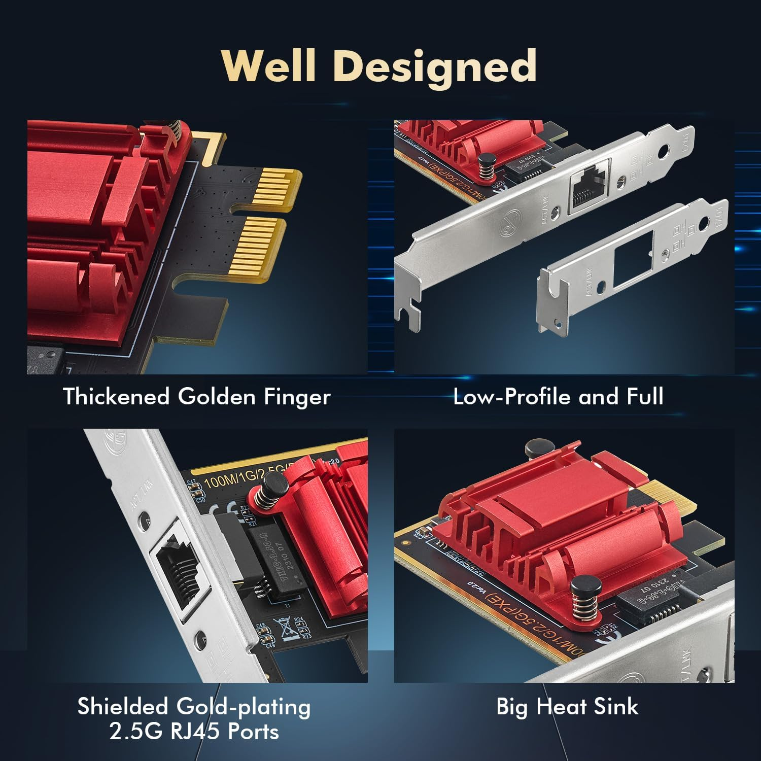 Binardat 2.5G Pcie Network Adapter, RTL8125B 2500/1000/100Mbps Ethernet Card RJ45 LAN Controller Support PXE for Windows/Linux/Mac image number 2