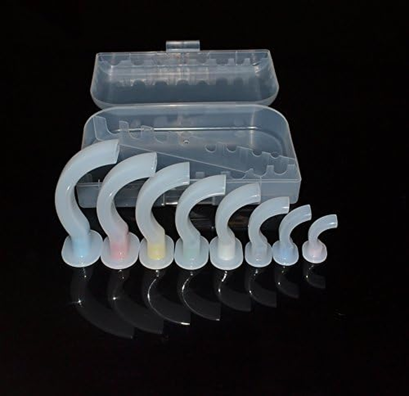 ELYSAID 8 Pieces/Set Plastic Case Gas Guide Tube Disposable Oral Airway Tube for First Aid Airway Kit with Plastic Case