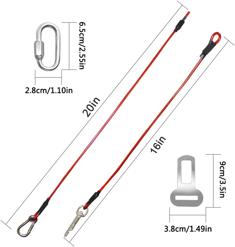 Sonku Dog Car Seat Belt Restraint, 2 Pcs Proof Steel Cable Safety Vehicle Belt Fit for Small,Medium,Large,And X-Large Dogs-Red image number 4