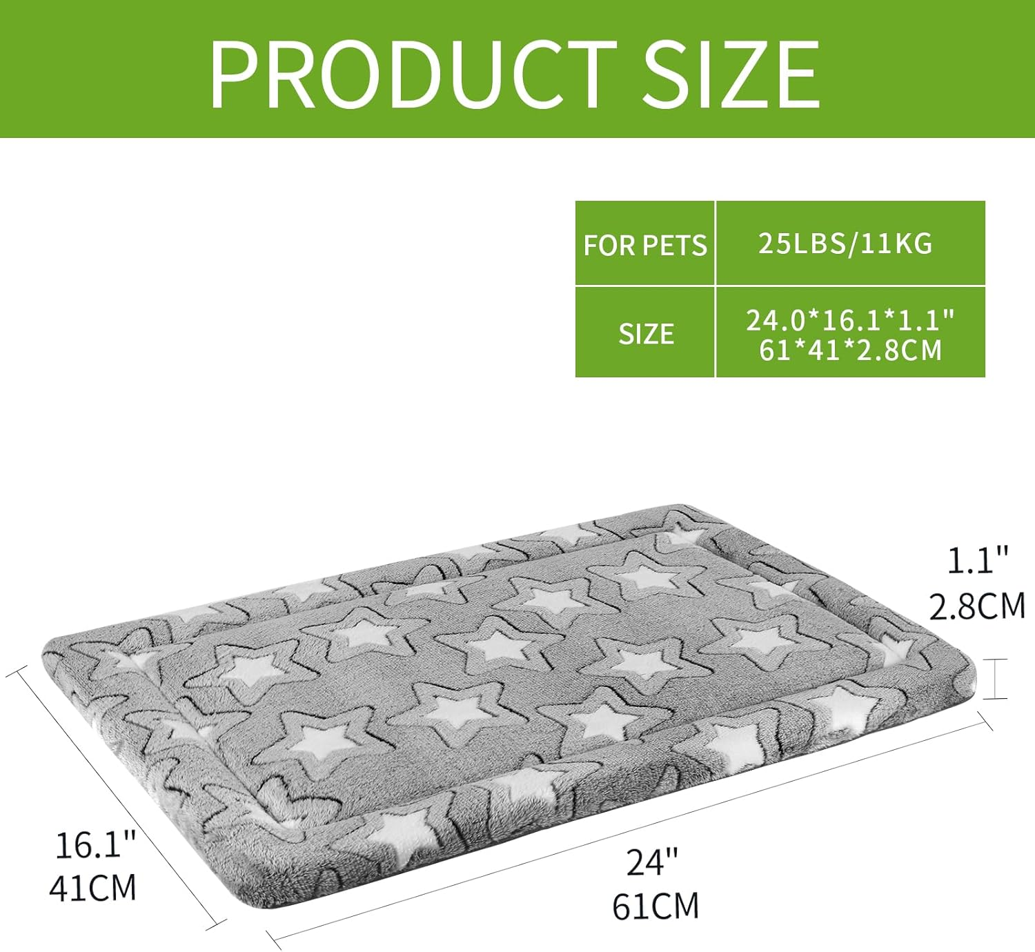 EMPSIGN Dog Bed Mat for Dog Cage (61 * 46 * 2.8Cm), Dog Bed Pad Reversible (Cool & Warm), Machine Washable, Pet Sleeping Mat for Small Dogs, Grey, Star Pattern image number 5