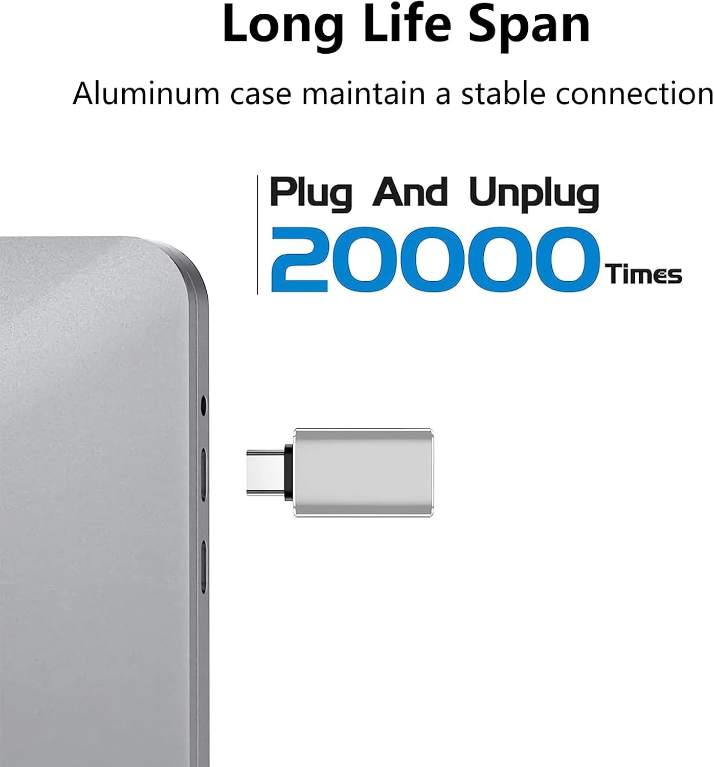 USB C to USB Adapter 2 Pack, OTG USB C Male to USB a 3.0 Female Adapter for Apple Macbook Pro, Mac Book, Ipad, Samsung Galaxy S20-S23(Grey) image number 2