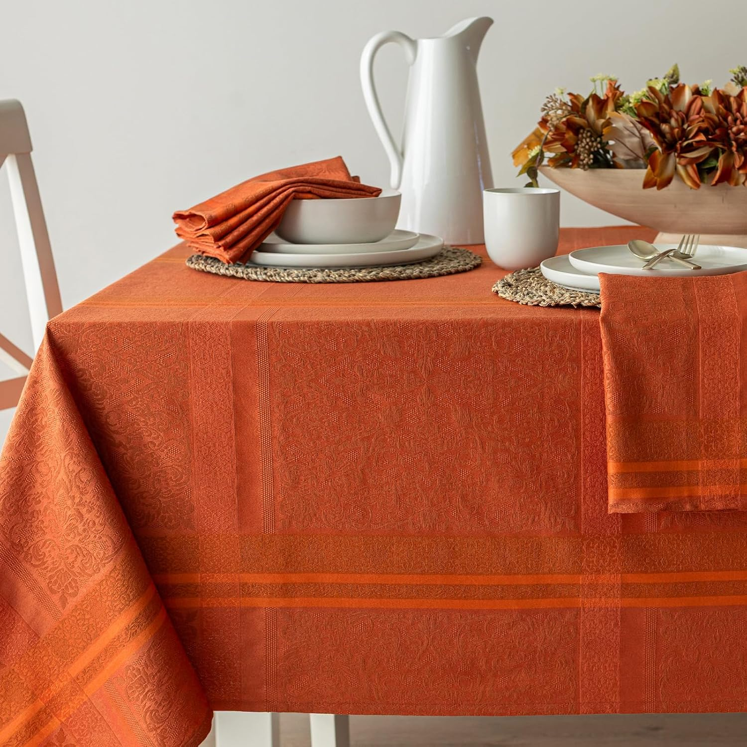 Benson Mills Ravenna Holiday Yarn Dyed Jacquard Fabric Table Cloth, Table Cover, Holiday, Winter and Christmas Tablecloth (60'' X 84'' Rectangular, Ravenna)