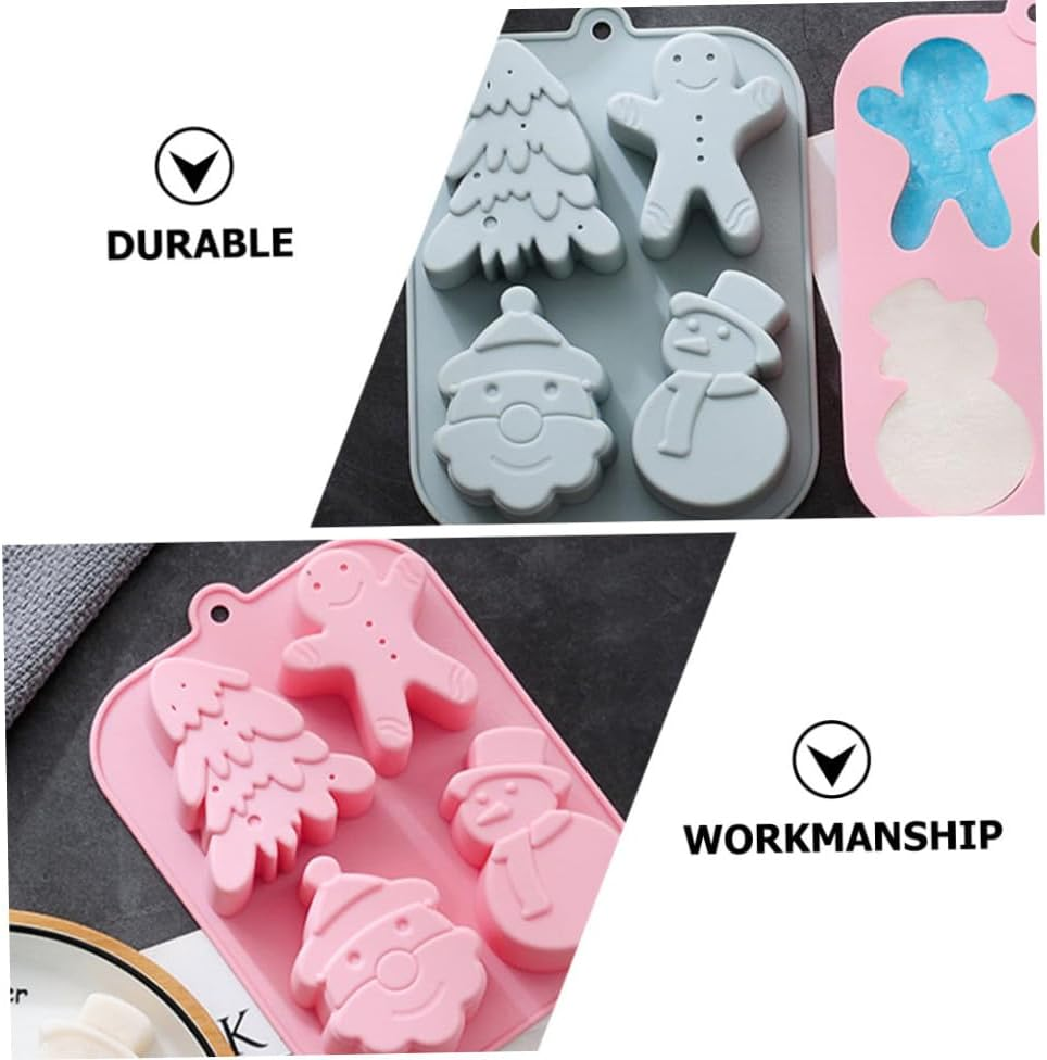 Yardwe 2Pcs Non-Stick Christmas Cake Mold Silicone DIY Baking Molds for Kitchen Christmas Decoration image number 6