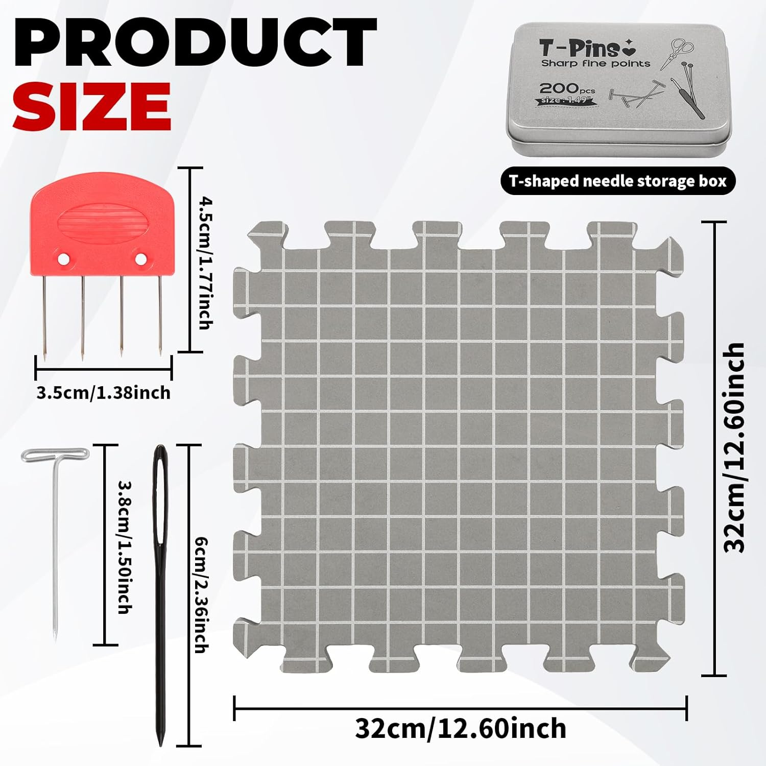 Blocking Mats for Knitting, Thick Blocking Boards Kit Easy to Install Portable Blocking Mat and Pin Set Safe Stable Foam Blocking Mats with Pin for Crafting Work image number 2