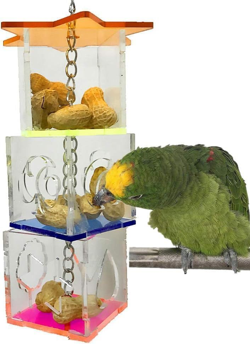 Multilayer Bird Parrot Forage Box, 1Pc Creative Hanging Chickens Parrot Bird Forage Box, Hanging Treat Foraging Toy Transparent Acrylic Food Holder image number 4