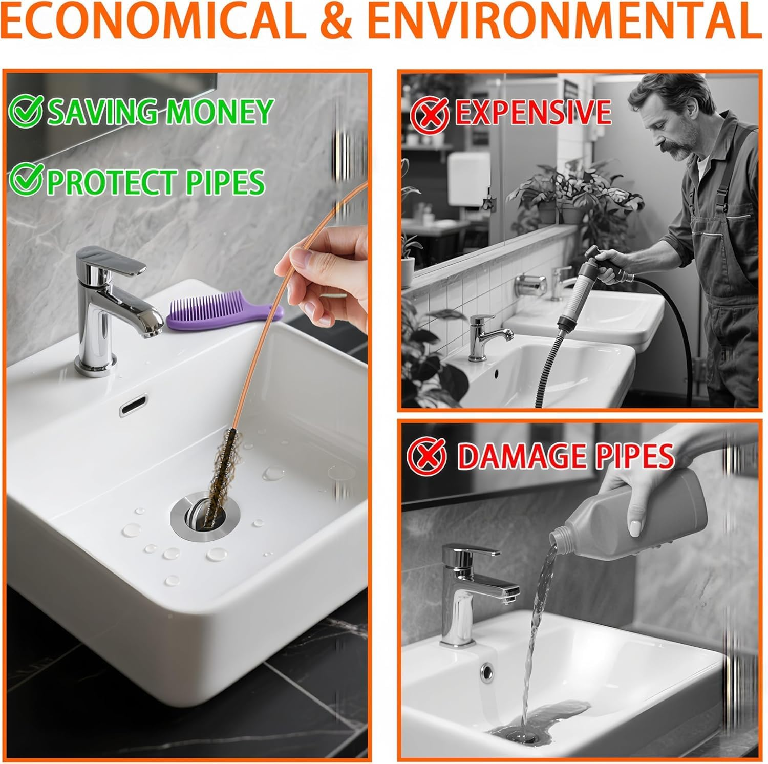 32 Inch Drain Snake Sink Unblocker Tools(5 Pack), Unbreakable Metal Drain Cleaners and Unblockers, Long/Flexible/Thin Hair Clog Remover to Unclog Bathroom Sink, Tub, Shower Drain Unclogger