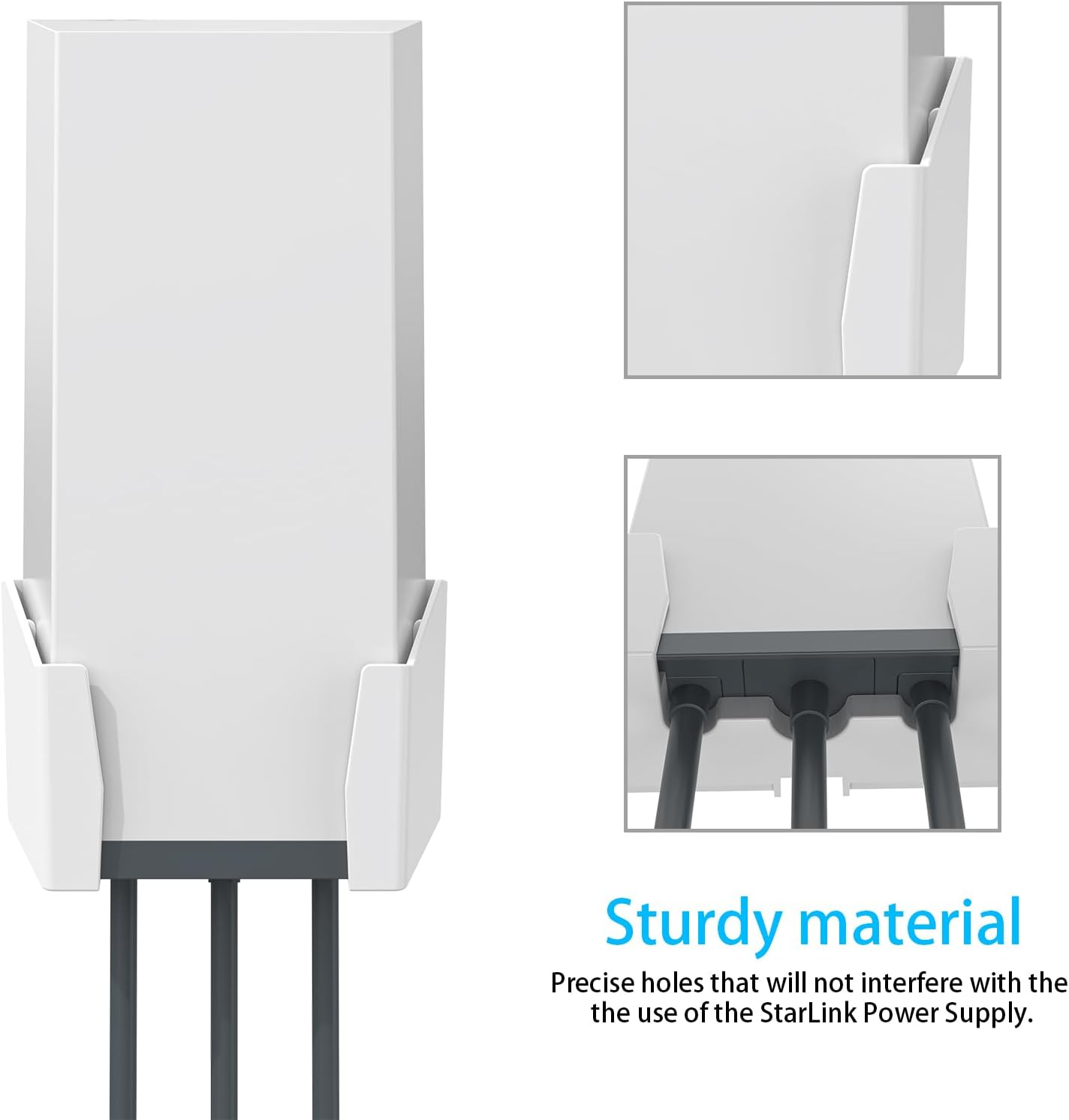 HOLACA Wall Mount Bracket for Starlink Power Supply - White PC Material, Includes Screws & Wall Plugs for Secure Installation image number 2