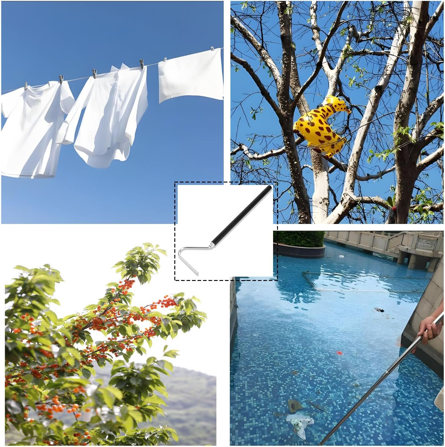 Shengsenfu Adjustable Stainless Steel Snake Hook, Extensible Snake Hook, Retractable Reptile Hook, Pick-Up Handling Tool, Extensible Grappling Hook, Pet Snake Accessories, Pool Skimmer Basket Hook image number 5