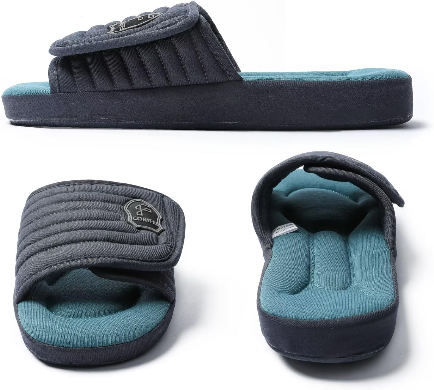 CORIFEI Adjustable Slippers for Men Indoor with Memory Foam Comfy House Shoes Male Slides image number 4