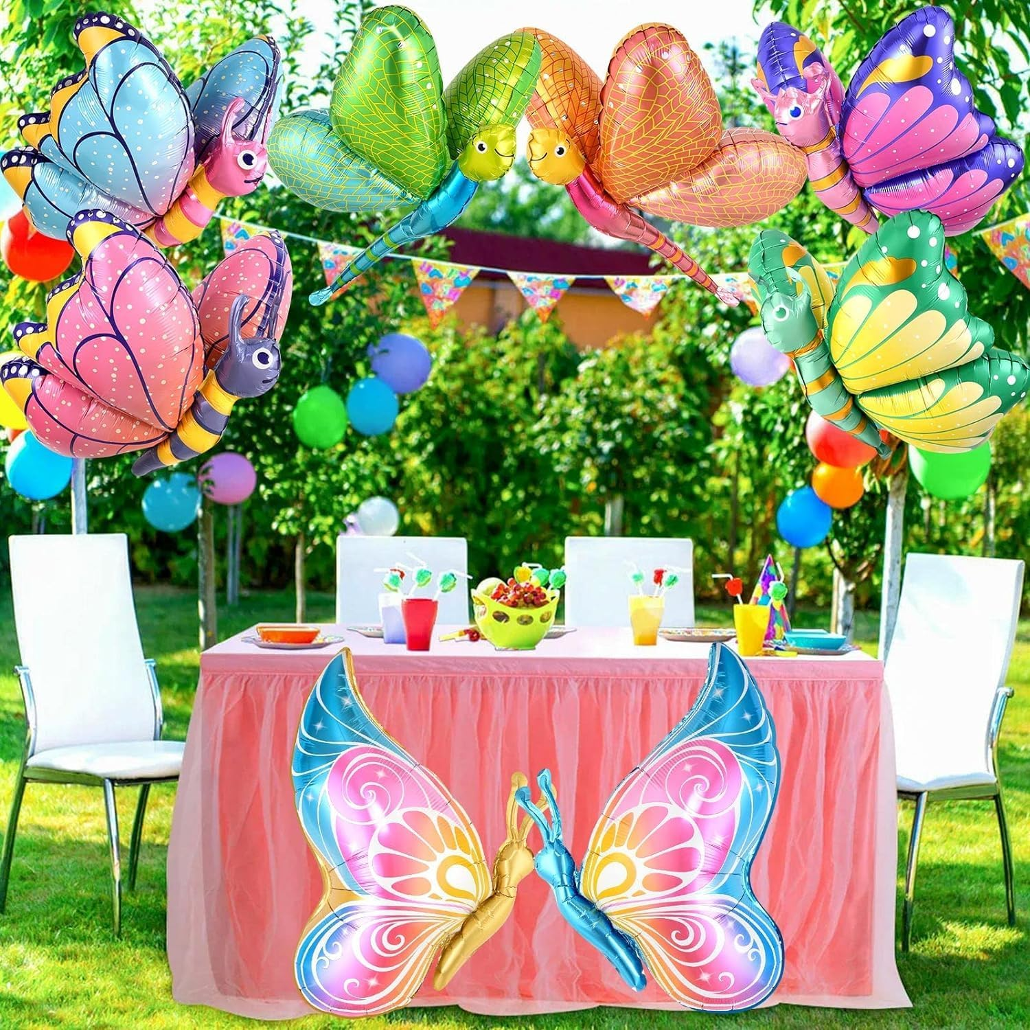 8 Pcs Butterfly Balloons Dragonfly Foil Balloons, 30IN Large Butterfly Foil Balloon Dragonfly Balloons for Butterfly Theme Party Supplies Wedding Birthday Decorations image number 2