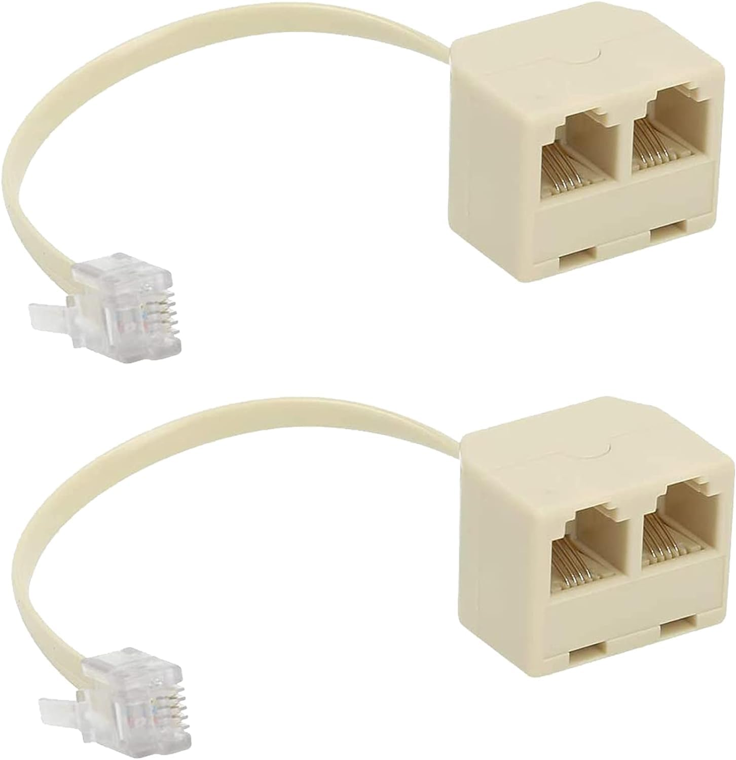 KEWAYO 2PCS Telephone Splitter, RJ11 Male to Female Two Way Telephone Splitter Converter Cable Splitter Adapter image number 4