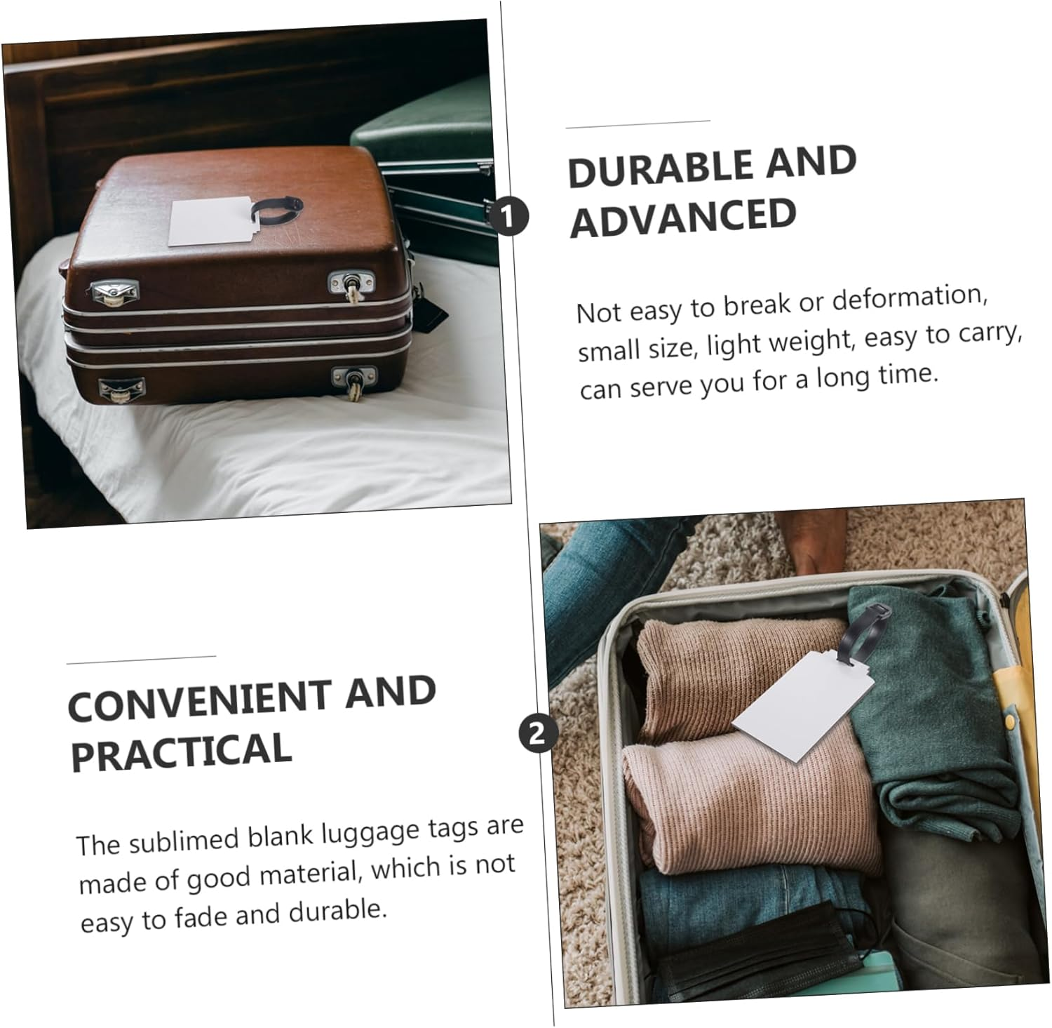 KONTONTY Thermal Transfer Luggage Tag Blank Suitcase Labels for DIY Sublimation Blank Luggage Tag Heat Transfer for Travel and Cruise Essentials image number 3