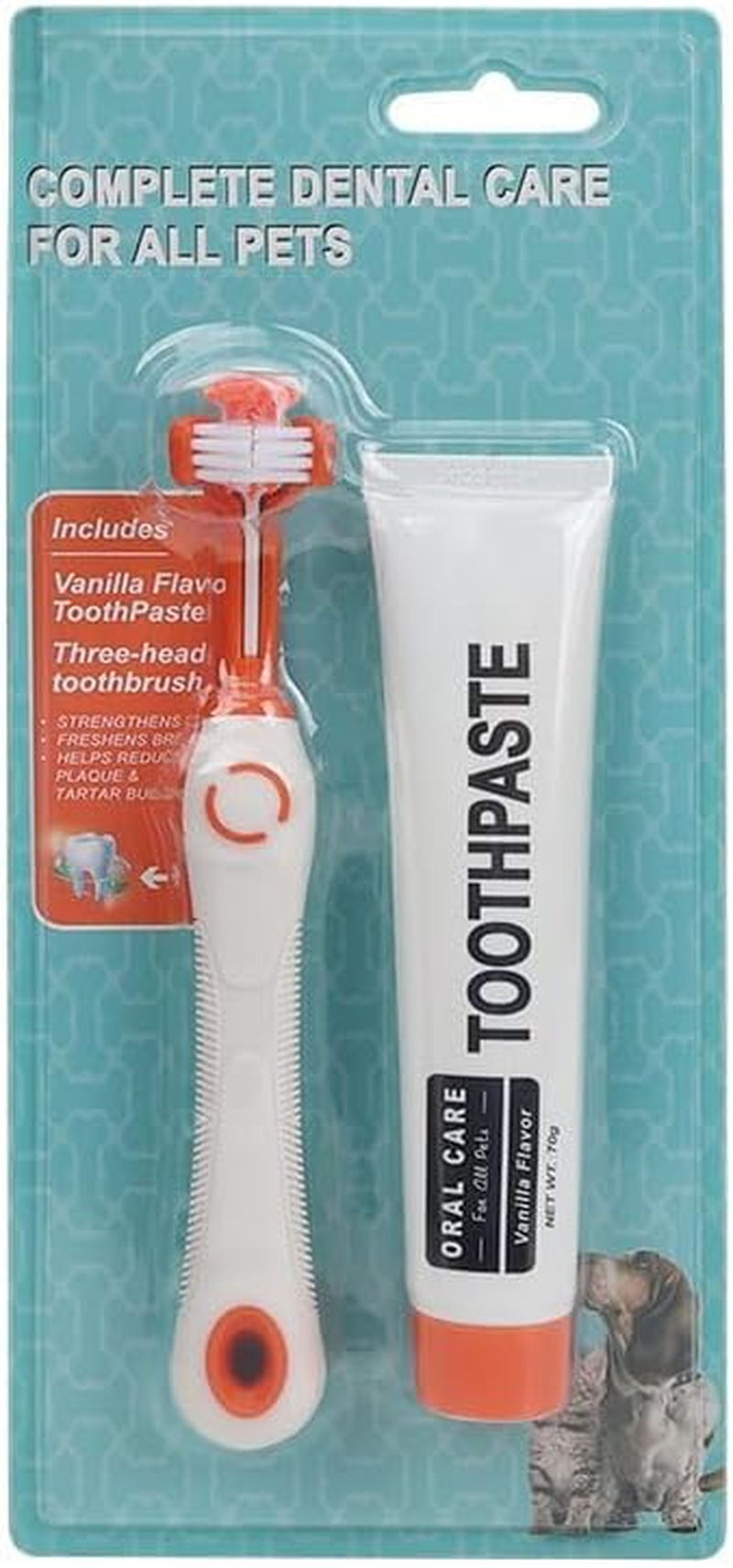 Pet Dental Care Kit - Dog & Cat Oral Care Kit for Teeth Cleaning and Fresh Breath,Toothbrush & Toothpaste Set image number 3