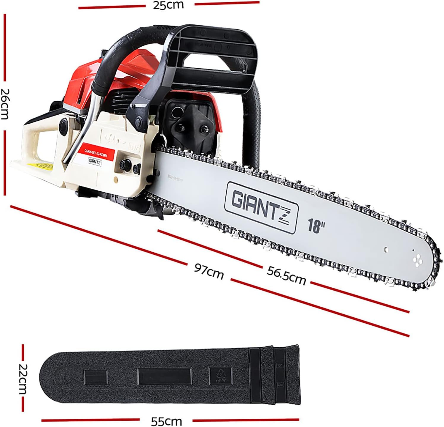 Giantz Chainsaw, 75Cc Cordless Petrol Hand Power Chain Saw Home Garden Farm Tree Gear, with Cover Self Cooling Flywheel Auto-Throttle Locking 18&rdquo; Bar E-Start image number 4