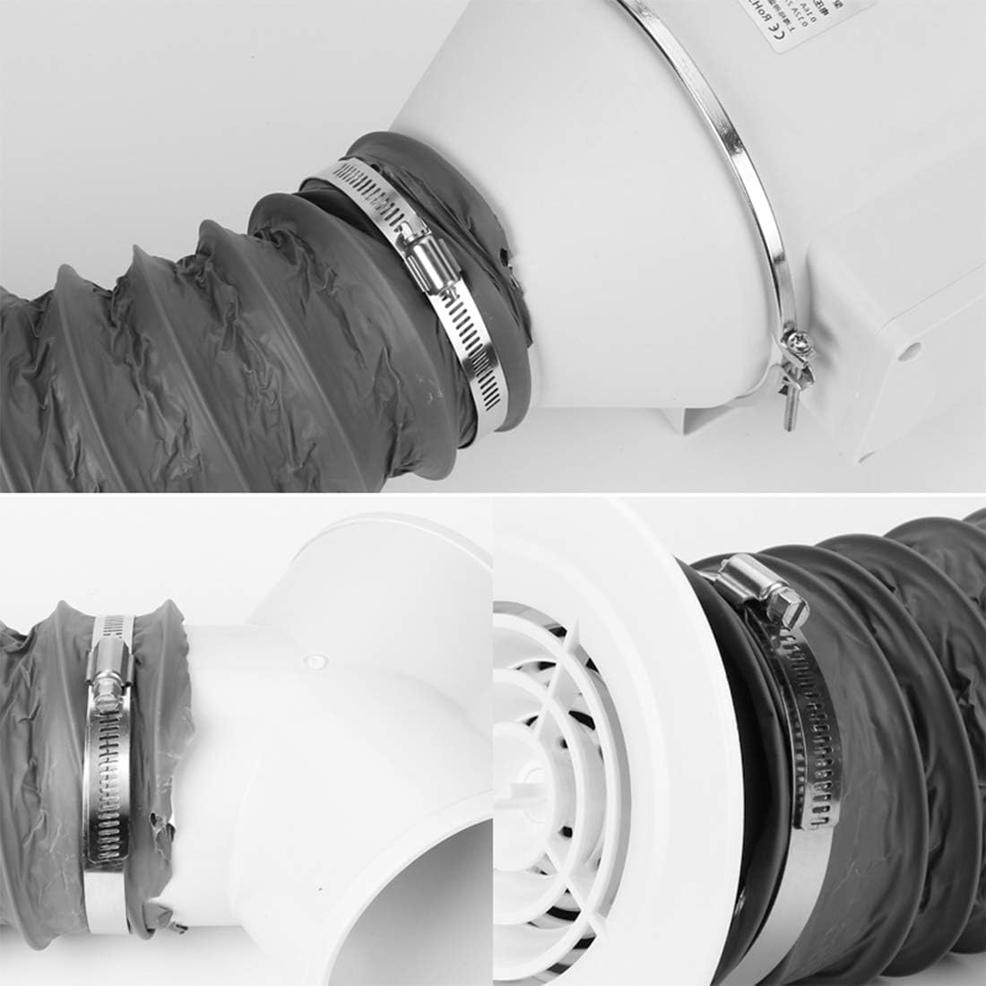 6 Inch Hose Clamps, Pipe Clamps, Adjustable, Hose Pipe Clamps 150 Mm, Adjustable Worm Drive Hose Clamp, 304 Stainless Steel Duct Clamps for Attaching Pipes