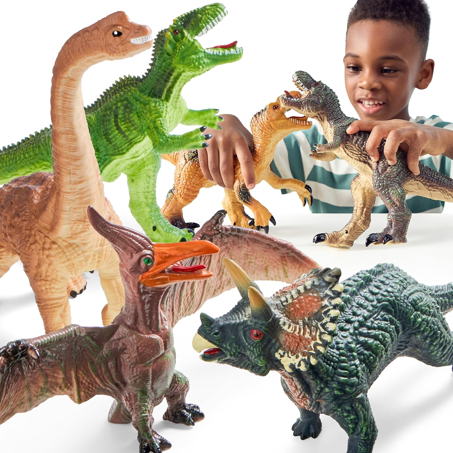 JOYIN Big Dinosaur Toys for Toddlers, 6 Piece Large Soft Dinosaur Figures with an Educational Book, Jumbo Realistic Toys for Boys and Girls Gift, Kids Ages 1 2 3 4 5 image number 4