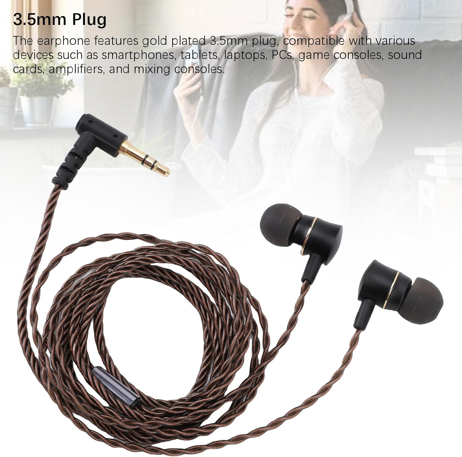 VELATEMOR Wired IEM Earphone, 3.5Mm Gold Plated Plug, Iems for Gaming, Deep Bass Sound Wired Earbuds, Hifi Sound Quality Wired Earbuds, for Phone Tablet Laptop PC Amplifier image number 1