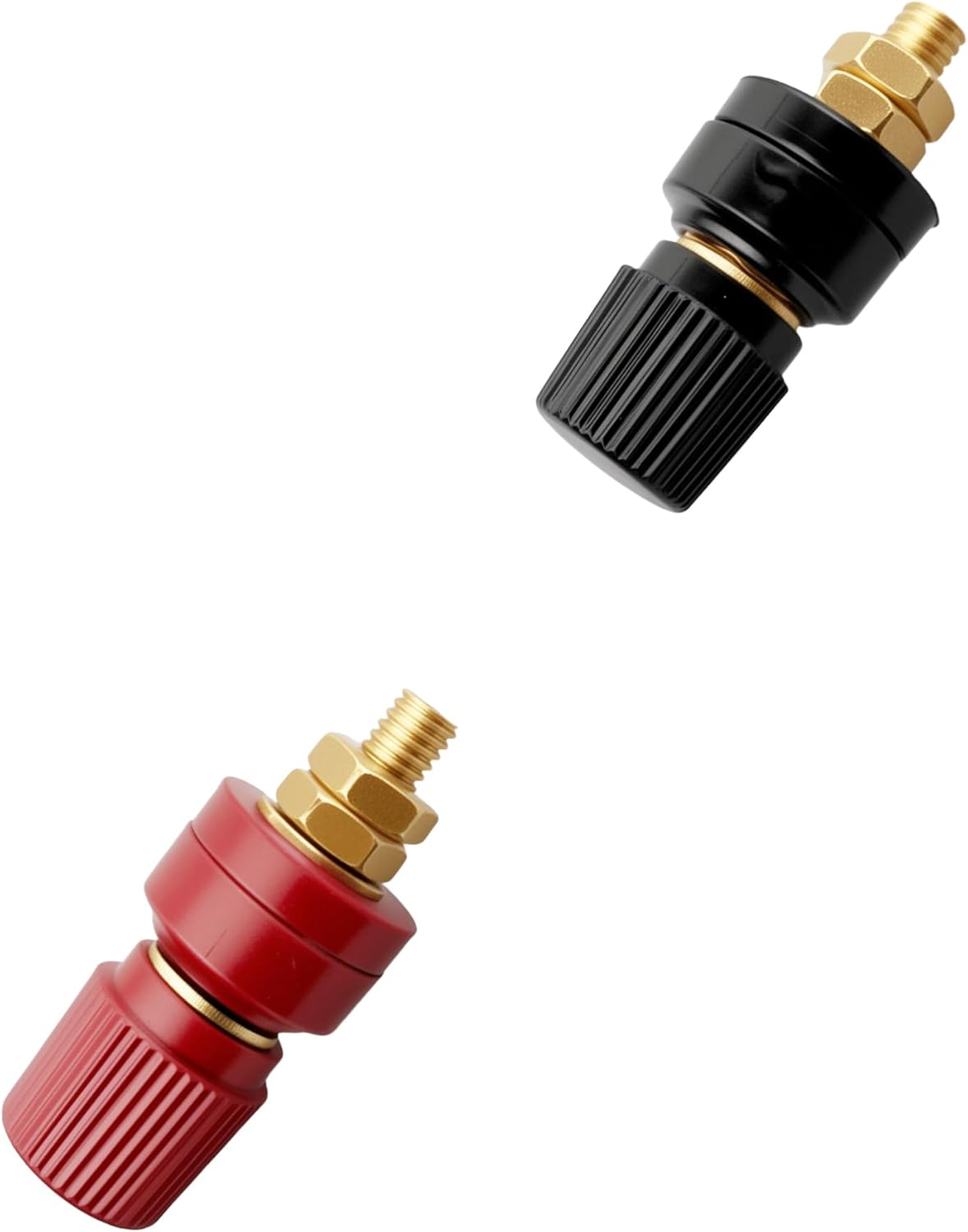 EFGTEK M8 Brass Battery Terminal Stud Connector Terminal,8Mm Remote Battery Binding Post Junction Post Block Terminal Kit, Pack of 2 (1 Red and 1 Black) (M8) image number 1