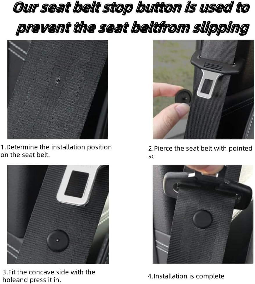 FUNNTY 10 Sets Seat Belt Button, Universal Fit Seatbelt Stopper, Snap-On Seat Belt Button Stop,Snap-On Seat Belt Button Stop, for SUV Truck Automobile(Black) image number 5