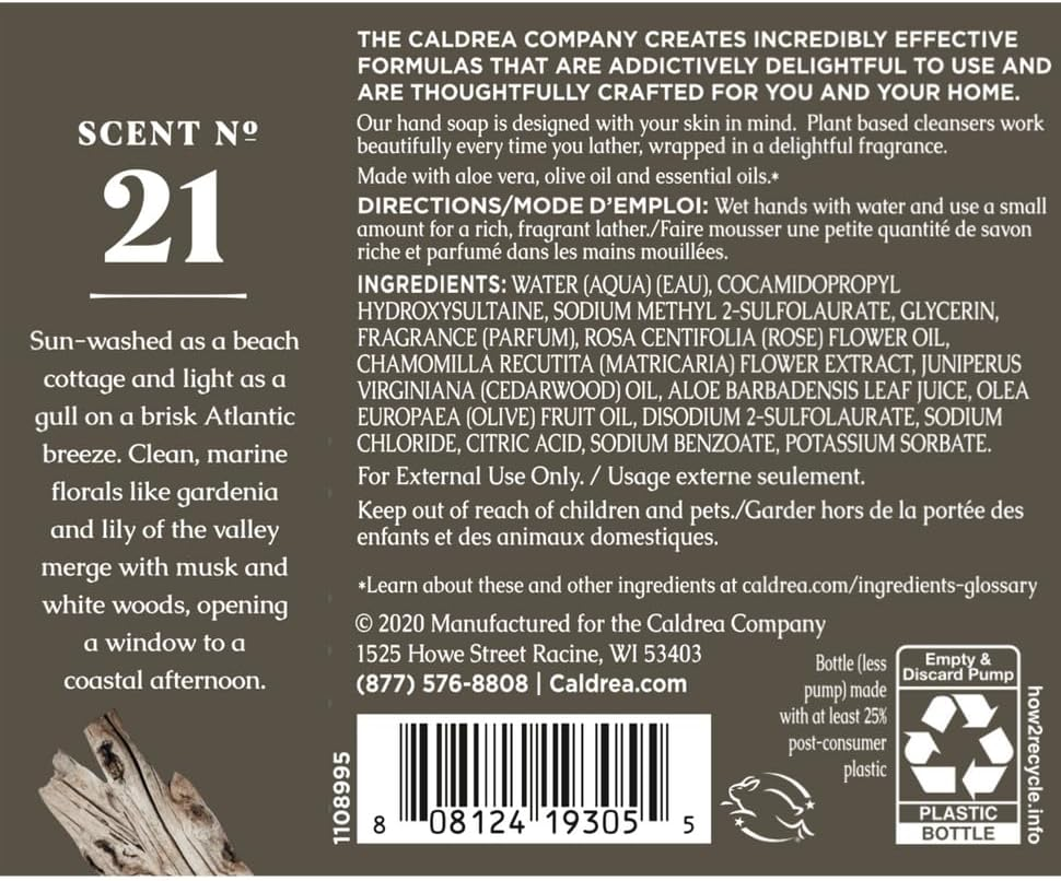 Caldrea Hand Soap Refill, Rosewater Driftwood 10.8 image number 4