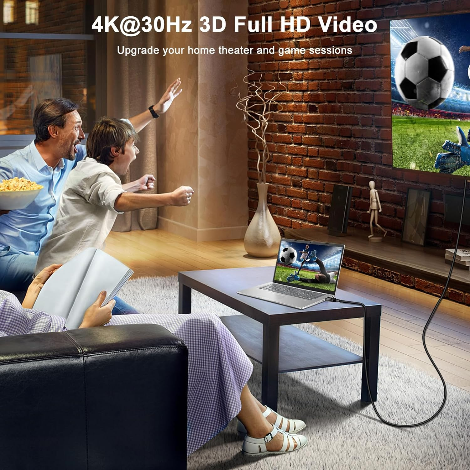 4K Displayport to HDMI Cable 2M,Uni-Direction,4K@30Hz,2K@60Hz,1080P Full Hd,Dp(Source) to Hdmi(Display) Cable,Pvc Cord,Gold-Plated Plugs for Dell,Nvidia,Amd,Lenovo,Monitor, Projector(2M) image number 4