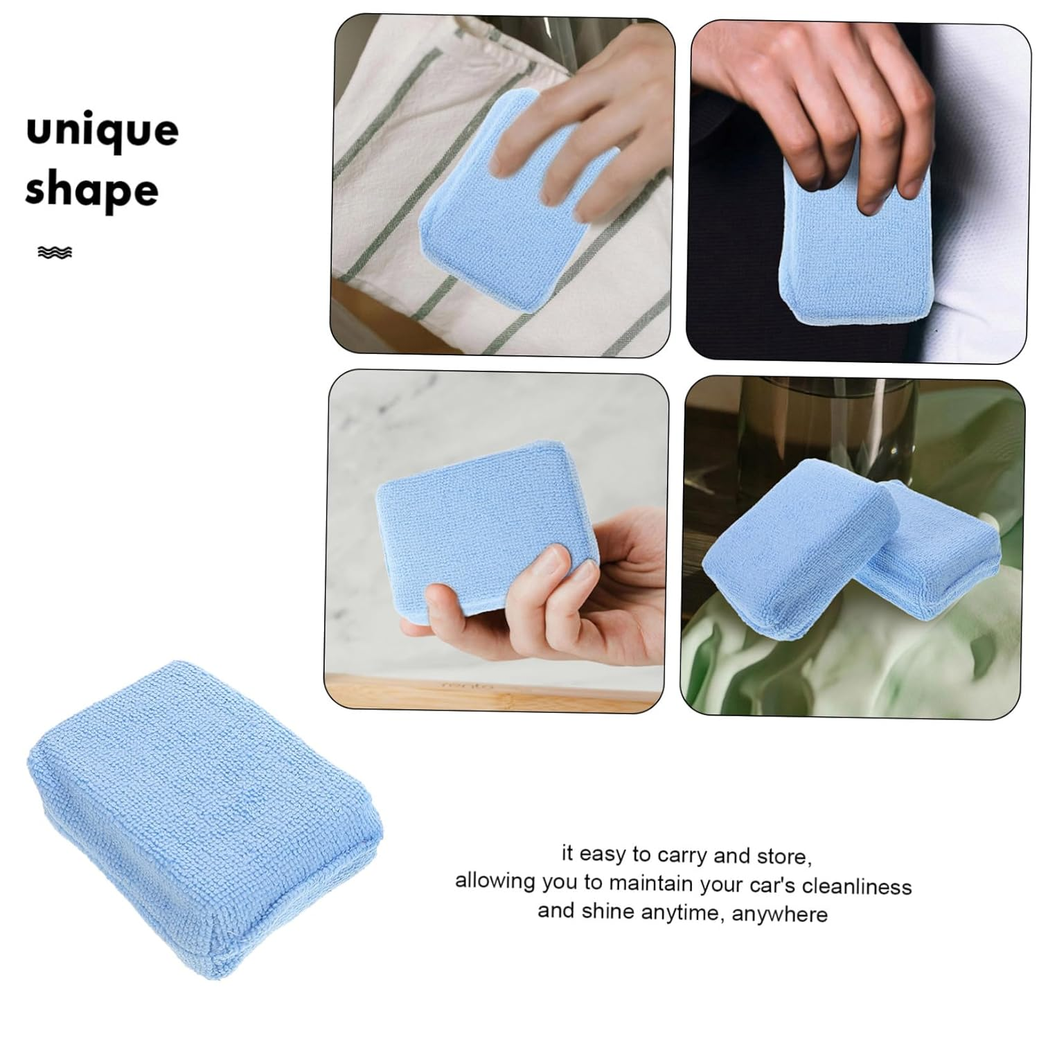 PRETYZOOM 10Pcs Car Wax Applicator Pads Versatile Rectangle Polishing Tools for Car Detailing Waxing and Windshield Cleaning Efficient Scratch Repair and Convenient Storage for Home Use image number 3
