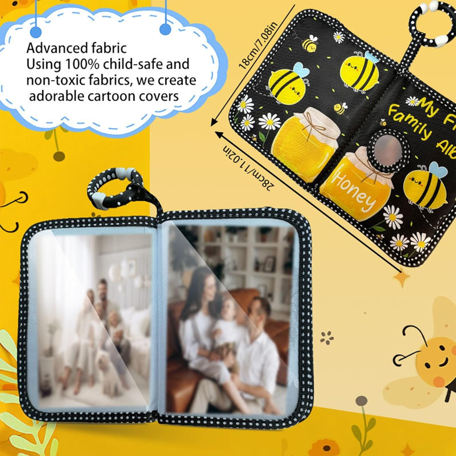 First Baby Album | Honey Design Family Photo Holder | Padded Infant Scrapbook For, Gentle Corner Keepsake Book, Portable Snapshot Storage, Cute Nursery Must-Have