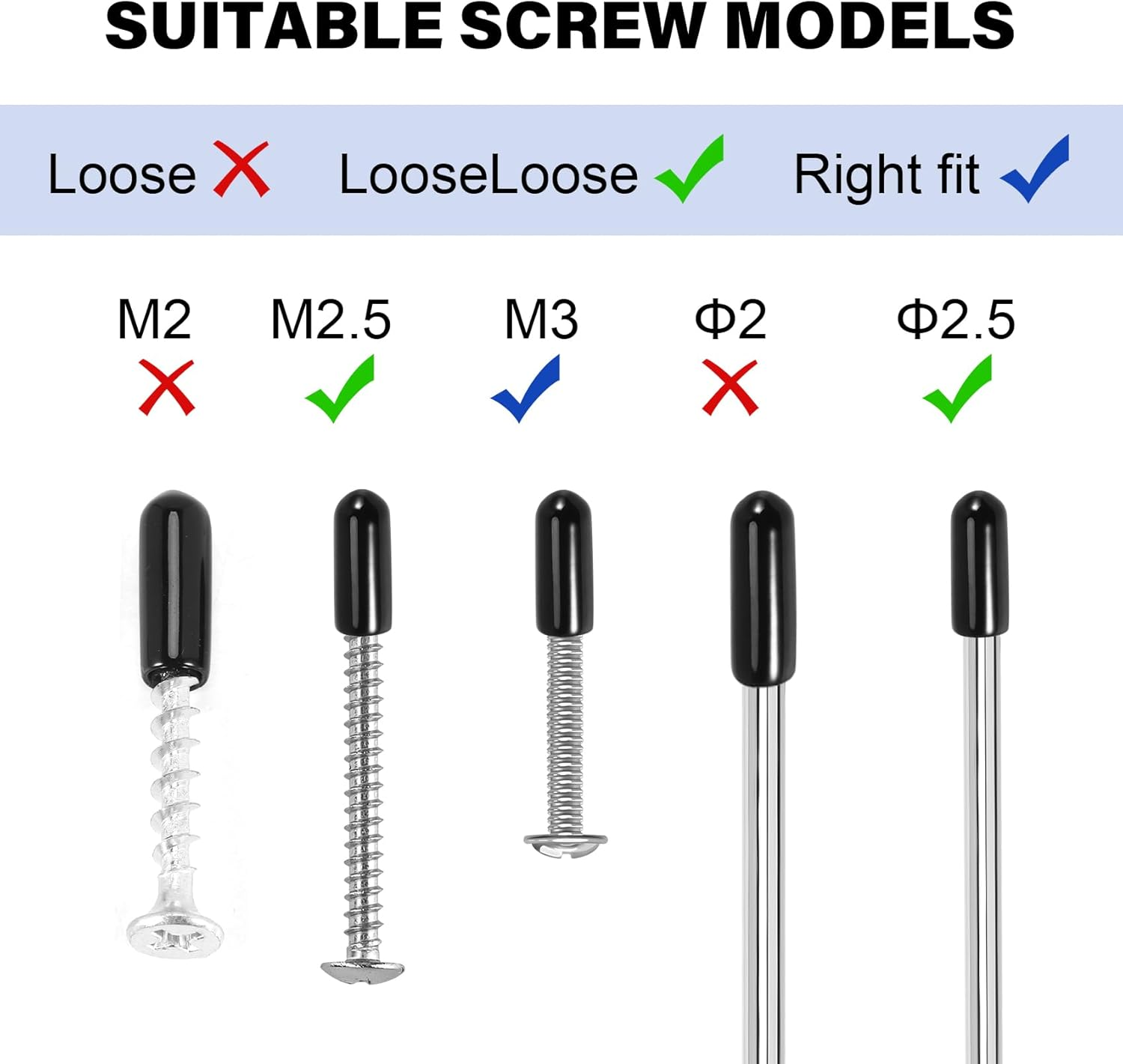 Ceahoify 100Pcs Rubber End Caps 4Mm ID PVC round Tube Bolt Cap Cover Screw Thread Protectors Black