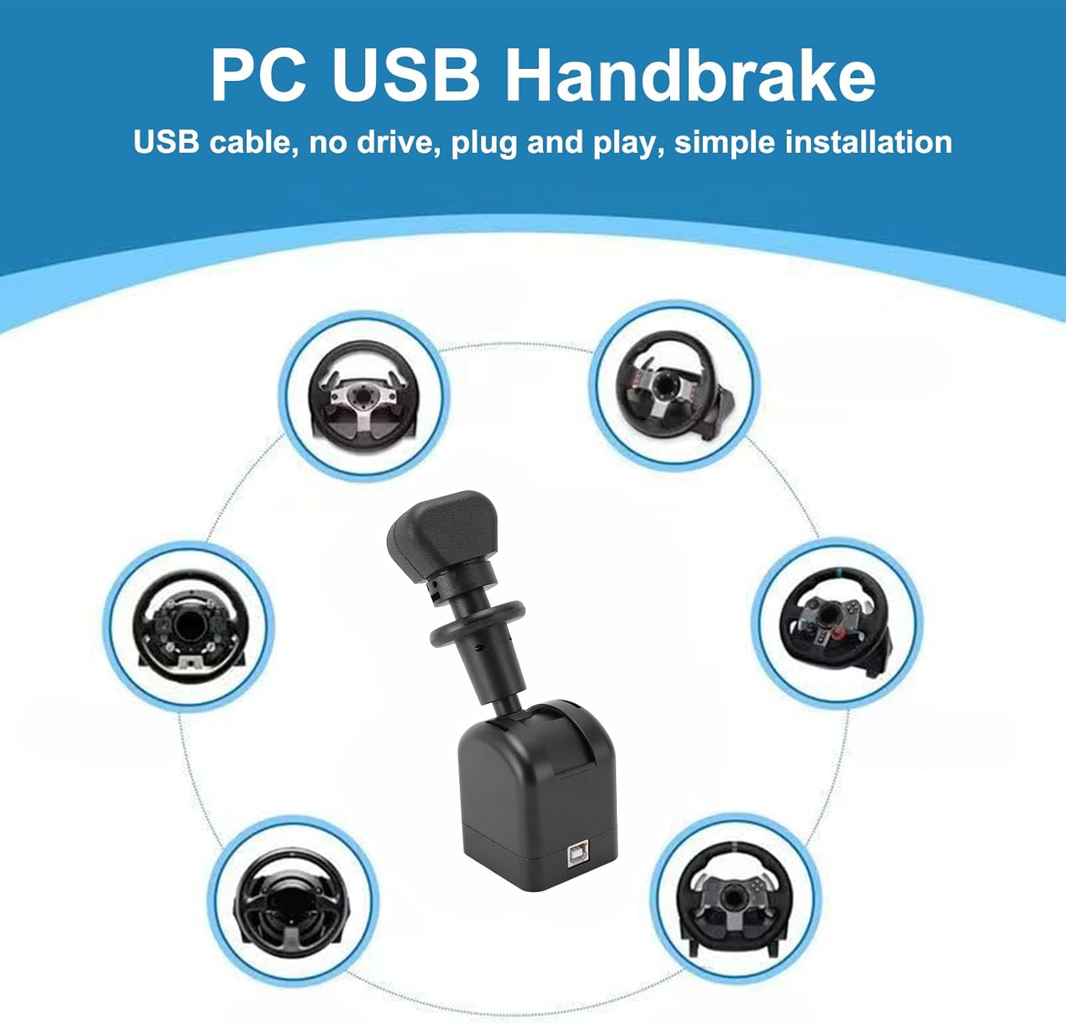 PC USB Handbrake, Sim Racing Hand Brake Compatible with for G27, G29, G920, G923, for T300 T300RS T GT, USB Truck Simulator Handbrake for ATS and ETS2 Games, for Wins PC Systems image number 6
