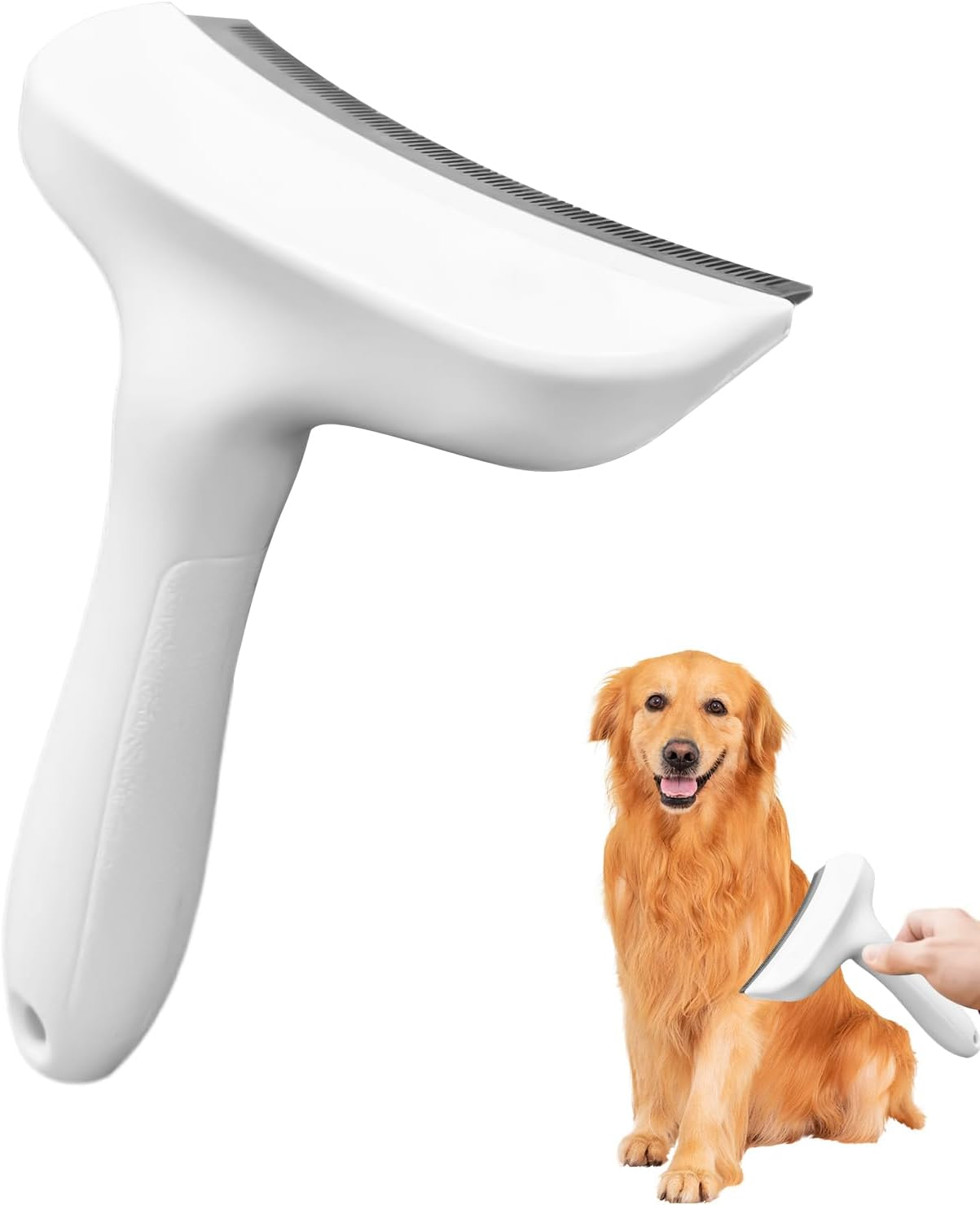 Culinavog Self-Cleaning Pet Grooming Brush for Dogs & Cats-Slicker Brush with Smooth Handle,Pet Hair Shedding Removal Comb,Removes Loose Fur, Shedding,Tangles & Mats,Safe for Long & Short Hair,White image number 4