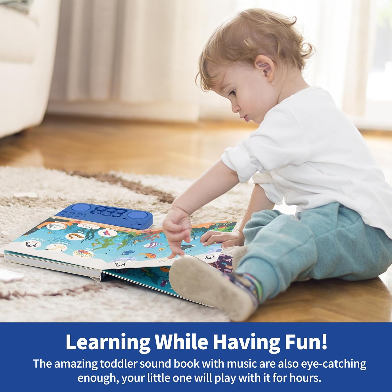 Interactive Children'S Sound Book, Realistic Sea Animals Audio Developmental Book, Learning Educational Sensory Musical Toys for Toddlers 1-3, Birthday Gifts for Boys & Girls (Ocean-Themed)