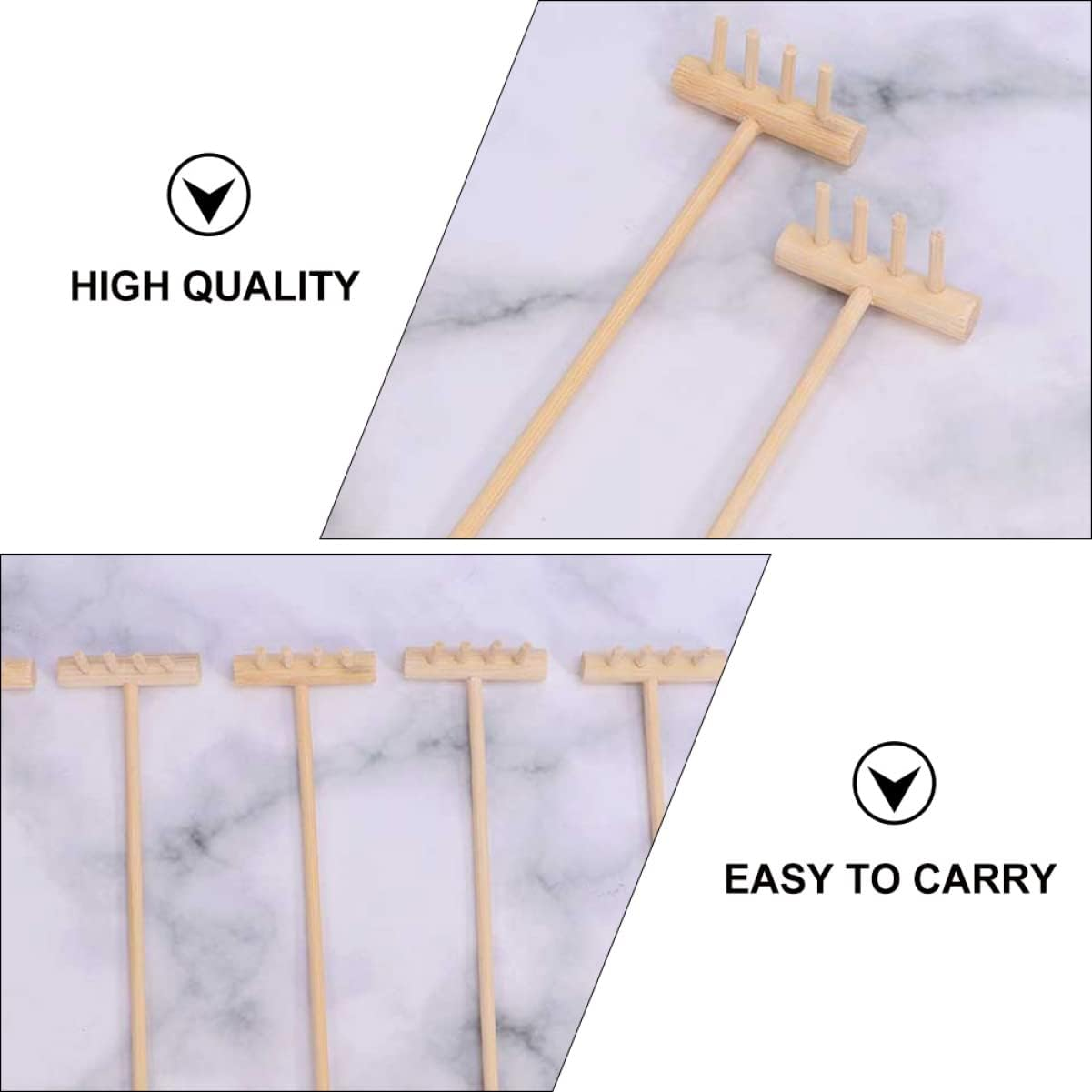 SAFIGLE 2Sets Zen Garden Rake Mini Bamboo Rake Sandbox Accessories Tea Tools Kit for Succulent Gardening Sandbox Play image number 6