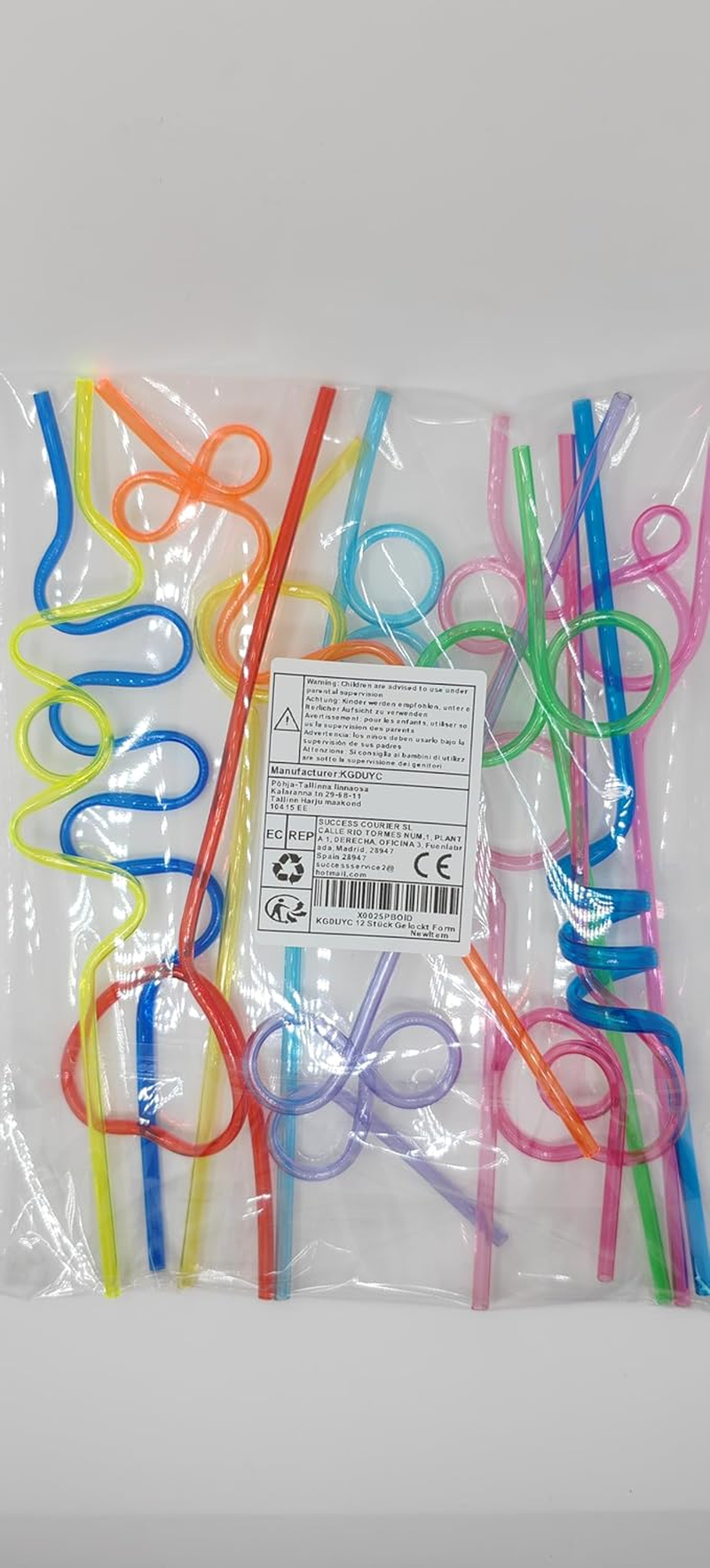 KGDUYC Pack of 12 Curly Shapes Straws, Colourful Plastic Long Reusable Straws for Cold Drinks, Cocktails, Children'S Birthday Parties, Weddings image number 6