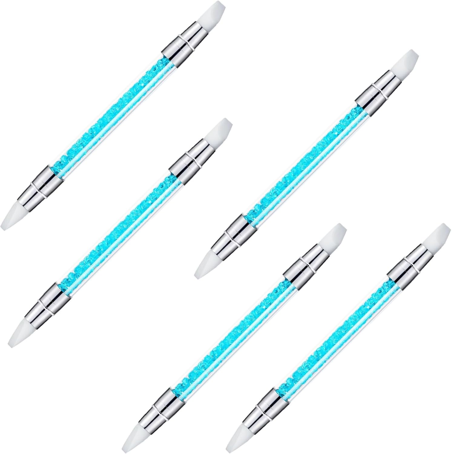 5 Pieces Silicone Brush, Soft Tipped Sculpture Pen, Creative Rhinestone Fingernails Polish Carving Pen, Silicone Manicure Dotting Salon Tool Set for Women
