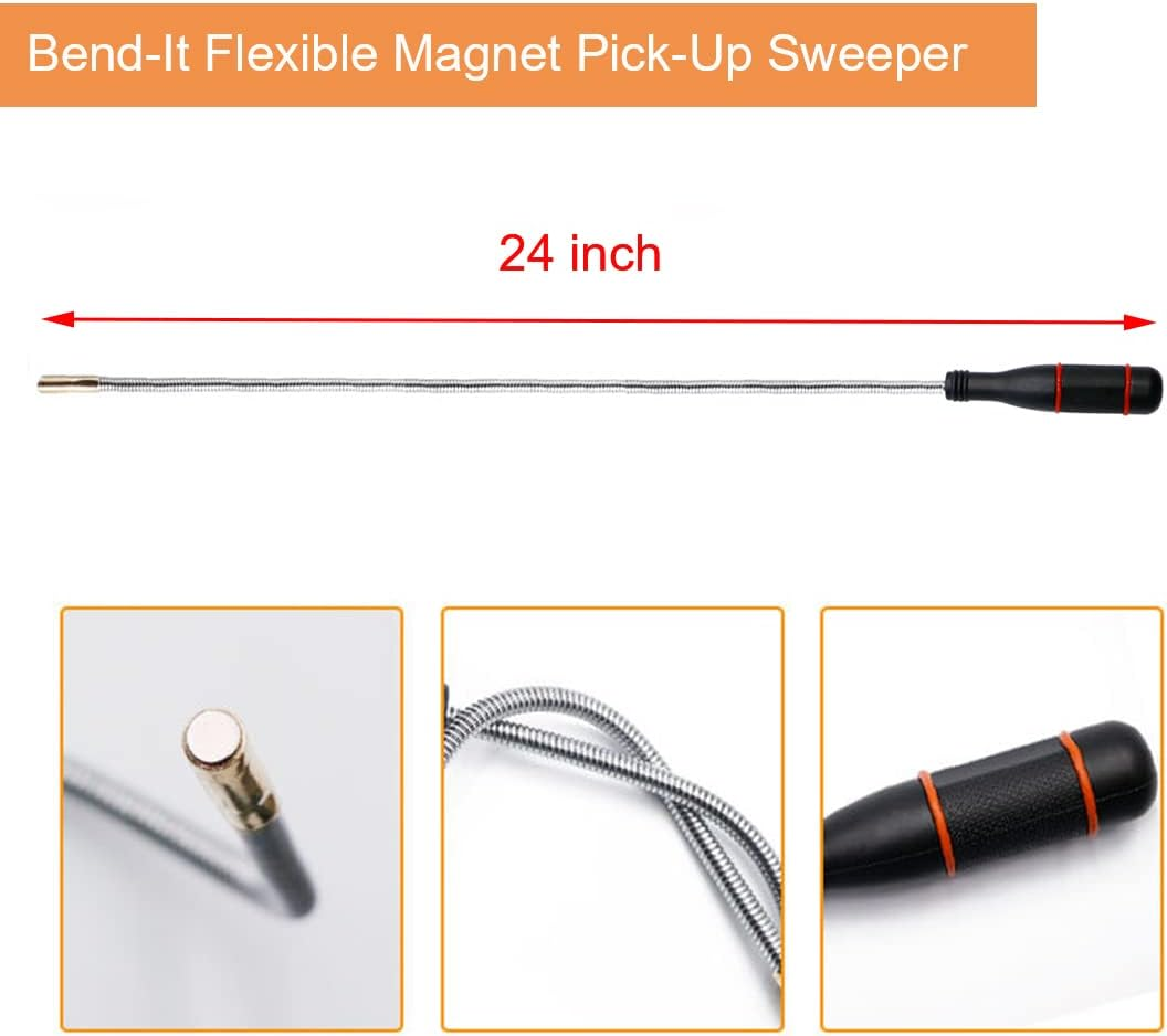 3 Pack Telescoping Magnet Pick-Up Tool Set - Retrieving Telescoping Magnet Pickup Tools，Extendable Magnetic Pick up Tools，Bendable Spring Magnet Stick image number 3