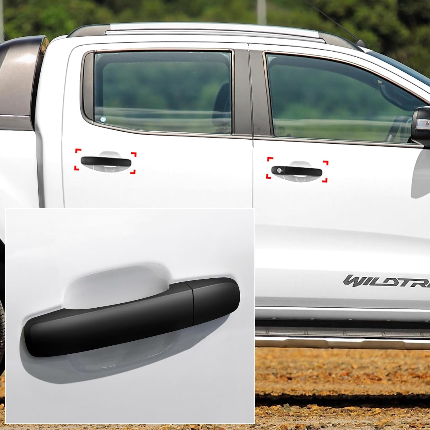 Car Door Handle Cover Scratch Protector for Ford Ranger PX1 PX2 PX3 2011-2022 Accessories, Key Entry Exterior Door Handle Cover Trims Guards, Matte Black 4PCS image number 5