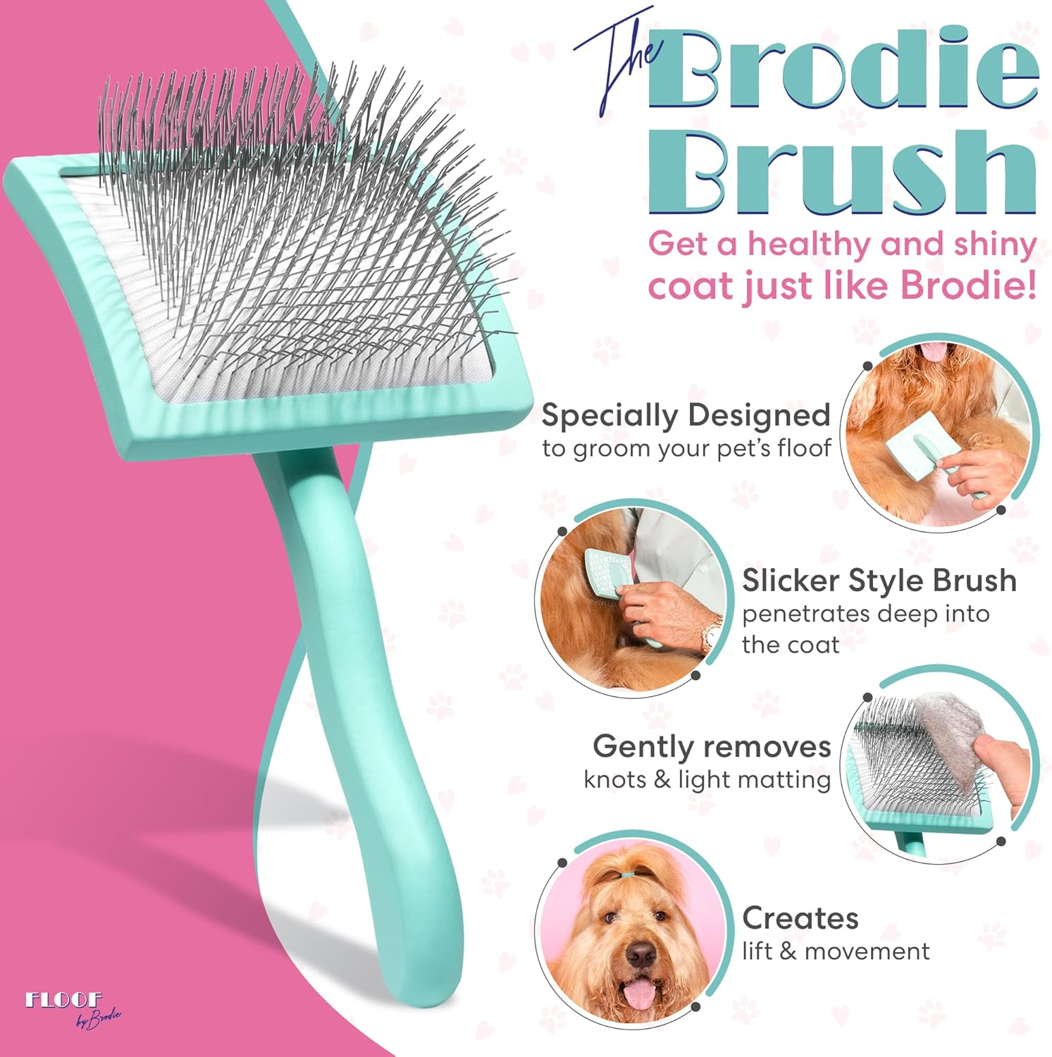 Floof by Brodie Dog Brush - Slicker for Shedding and Grooming - Best for Long Haired Dogs and Pets image number 4