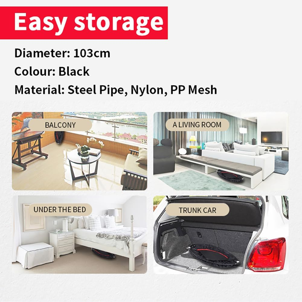 VOLKWELL 40 Inch Rebounder Mini Trampoline with Steel Spring Adjustable Non-Slip Handle T Bar, Foldable Indoor Exercise Workout for Adults, Jumping Cardio Quiet Safely Bounce image number 1