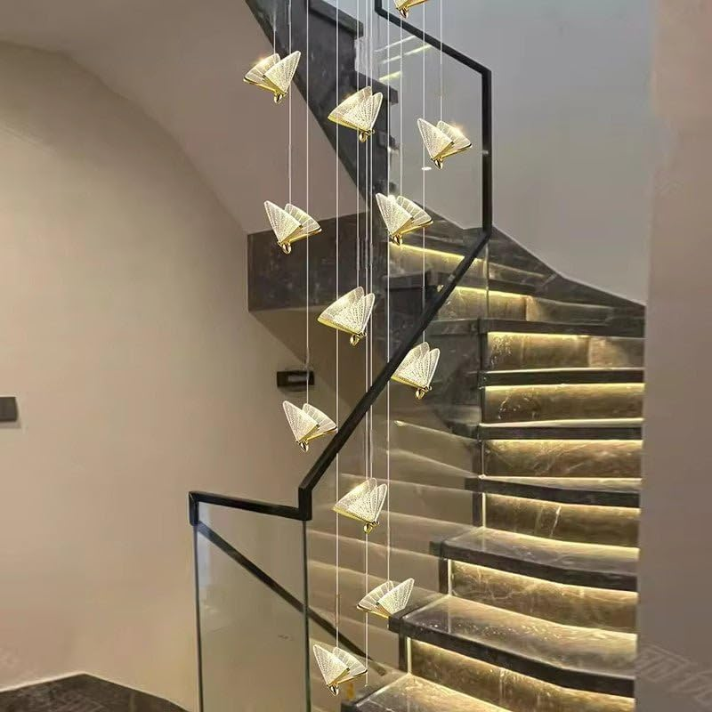BAMDECOR LED Modern Bedroom Bedside Creative Butterfly Hanging Chandelier Light Fixtures for Stairs Nordic Decoration (12Heads) image number 5