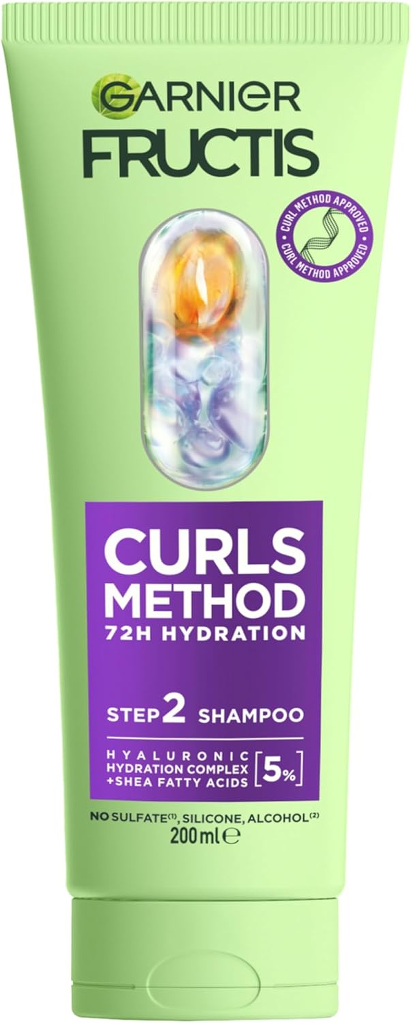 Garnier Fructis Curls Method Sulfate-Free Shampoo, for Wavy, Curly & Coily Hair, Gently Cleanses & Defines Curls, Enriched with Hyaluronic Acid & Shea Butter, No Silicones, 200Ml image number 5