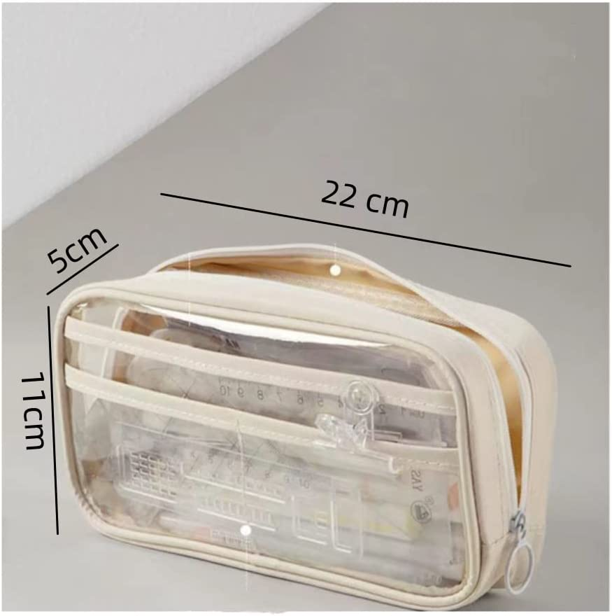 Pencil Case Pen Bag Pouch,Big Capacity Pencil Pen Case,Large Capacity Marker Pouch,Half-Transparent Cute Aesthetic School Supplies Stationary Makeup Bag for Traveling, Schooling image number 1