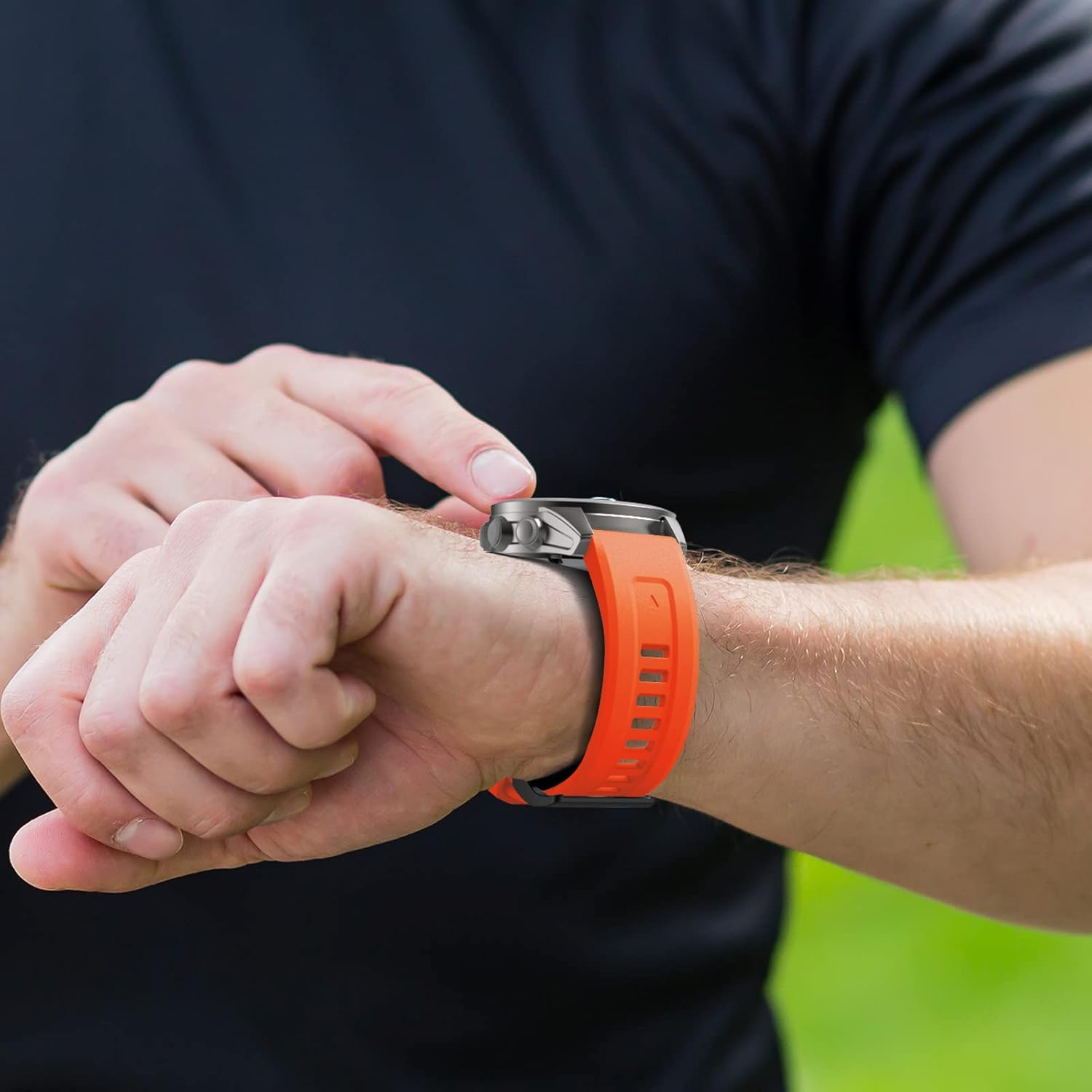 Lepmok for Garmin Fenix 7X Watch Bands, 26Mm Quickfit Silicone Band for Garmin Fenix 6X, Fenix 5X Smartwatch - Blue image number 2