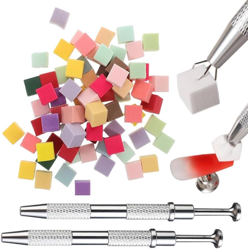 200 Pack Nail Sponge Set with Metal Grabber & 2 Silver Claw Clips Professional Gradient Makeup Sponges for Nail Art & Blush Blending Disposable Salon Manicure & Ombre Tools image number 1