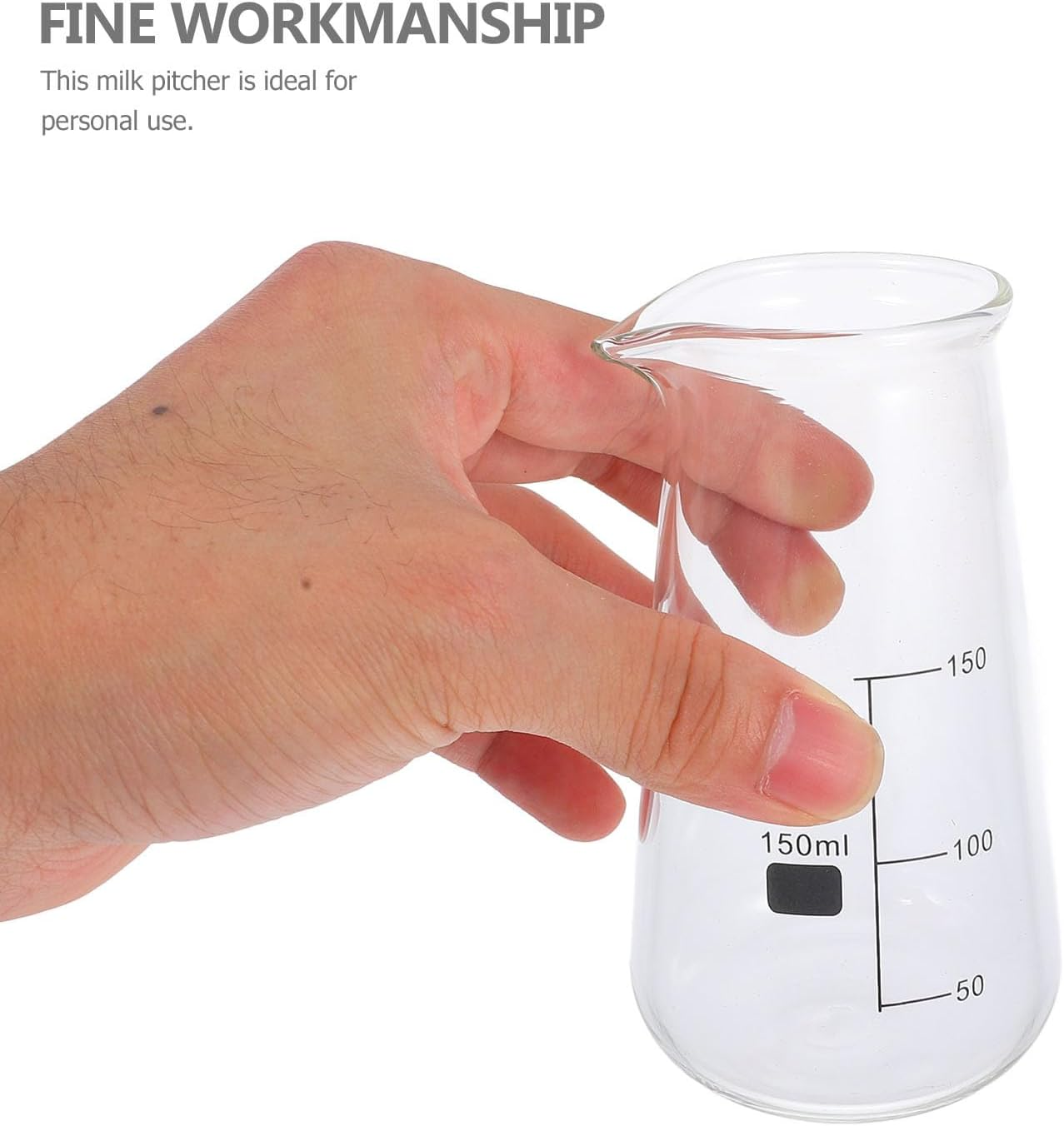 Veemoon Glass Milk Frothing Pitcher with Scale, Small Capacity Espresso Milk Measuring Cup Jug for Coffee and Latte, image number 5