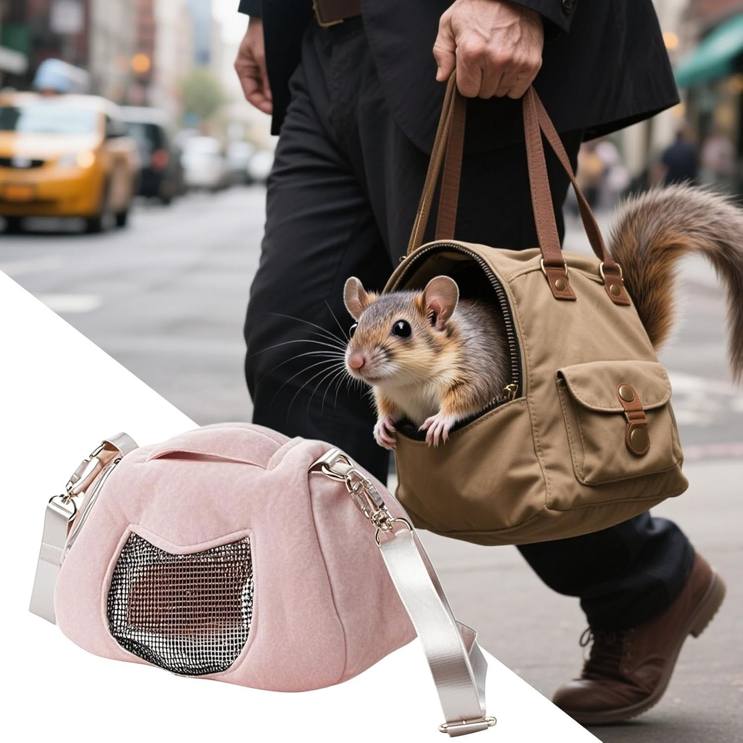 Small Animal Carrier - Safe Guinea Carrier Bag | Portable Washable Pouch for Bunny Squirrel Hedgehog Hamster Travel Outdoor Home Outing Trips image number 4