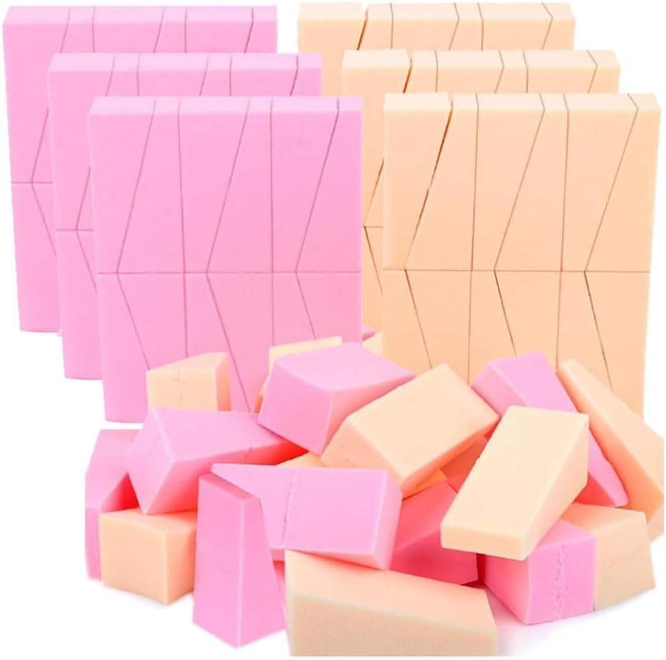 96 Pcs Mini Makeup Sponges Wedge Cosmetic Sponges for Face Curve Blending Foundation, Liquid & Powder,Soft Blending Spong for Makeup,Pink and Complexion image number 2