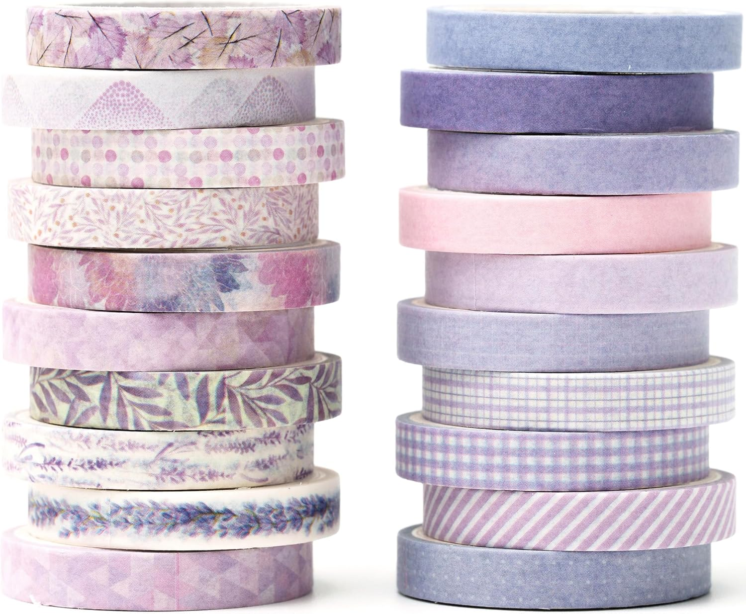 YUBX Vintage Washi Tape Set 20 Rolls Skinny Retro Decorative Antique Patterns Masking Tapes for Arts, DIY Crafts, Journals, Planners, Scrapbook, Wrapping (Purple)