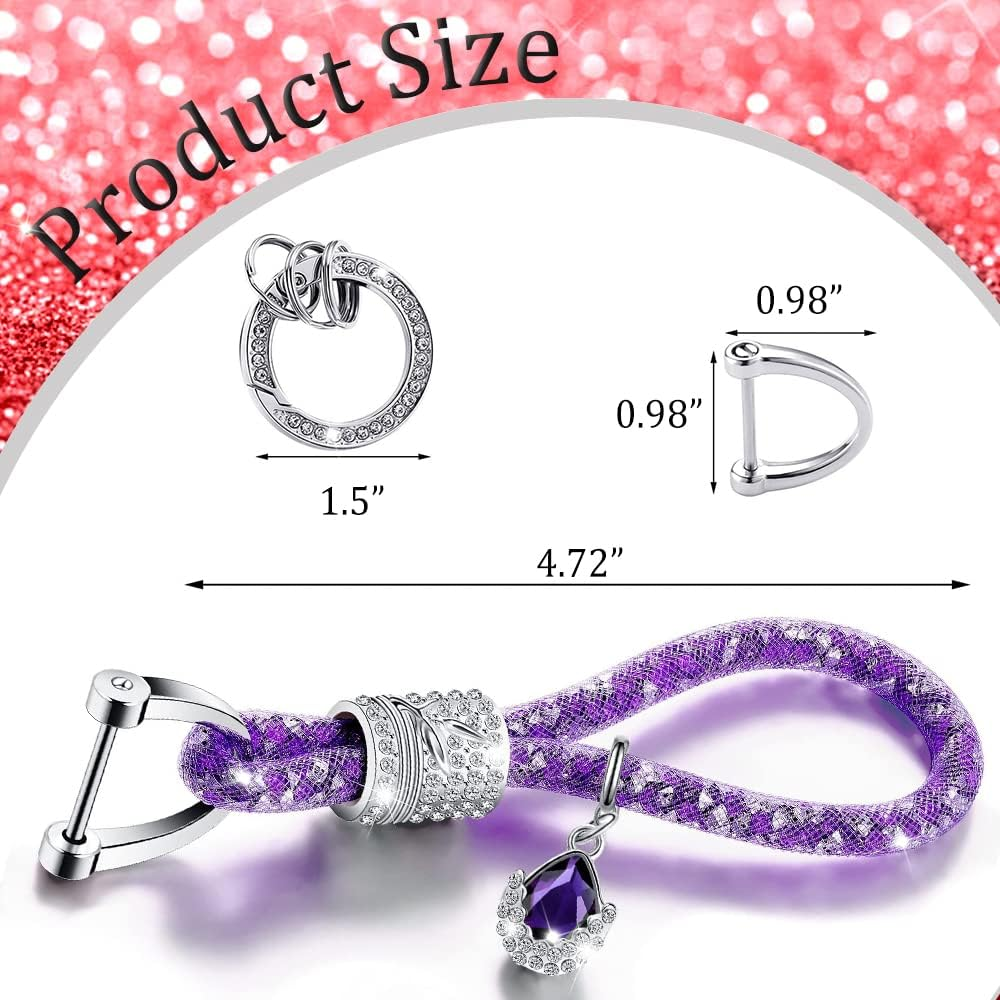 Crystal Car Key Chain for Women, Keychain Accessories with Bling Rhinestones, Keychain Accessories Car Key Decorations - Red image number 7